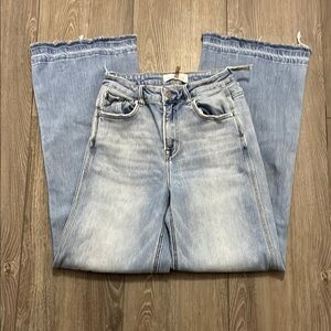 Blue Flare Wide Leg Jeans with Classic Indigo Tone